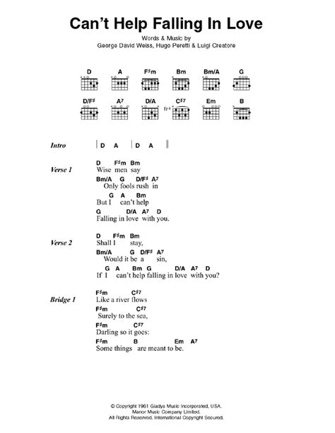 Cant Help Falling In Love By Elvis Presley Guitar Chordslyrics Guitar Instructor