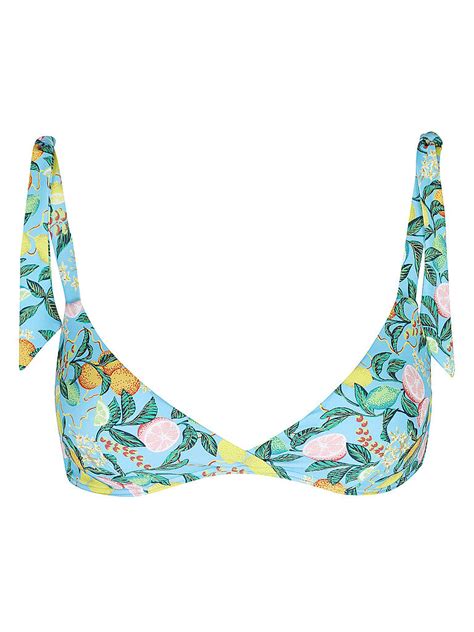 HOT STUFF Damen Bikinioberteil Mit Maschen Print Hellblau