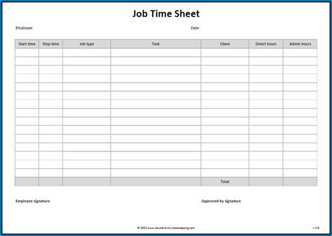 √ Free Printable Work Timesheet Template