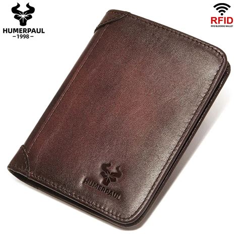 Cartera Protectora RFID De Cuero Genuino Para Hombres Bolsillo Frontal