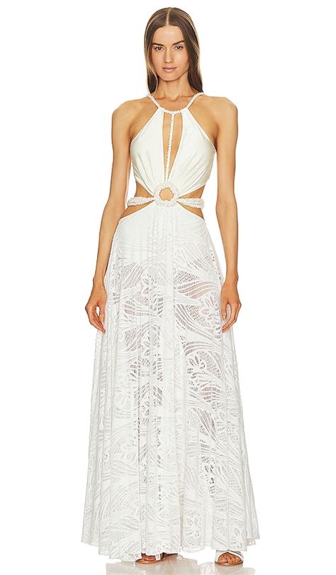 Patbo Faux Pearl Embellished Cutout Stretch Jersey And Lace Maxi Dress