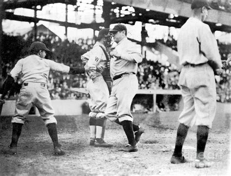 Babe Ruth Crossing The Plate After Making His First Home Run Of The Season 1924 Photograph By