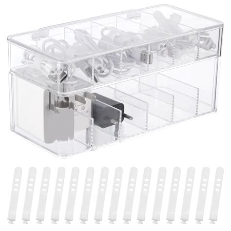 USB Cable Charger Organizer Box Double-layer with 12 Grids, Plastic ...