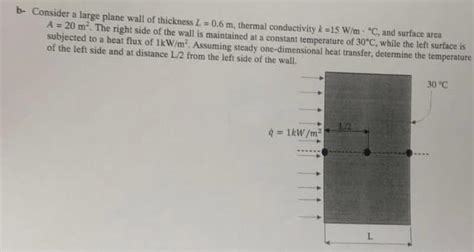 Solved B Consider A Large Plane Wall Of Thickness L 06