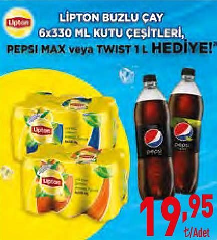 Lipton Buzlu Çay 6x330 ml Kutu Çeşitleri Pepsi Max Twist 1 l hediye