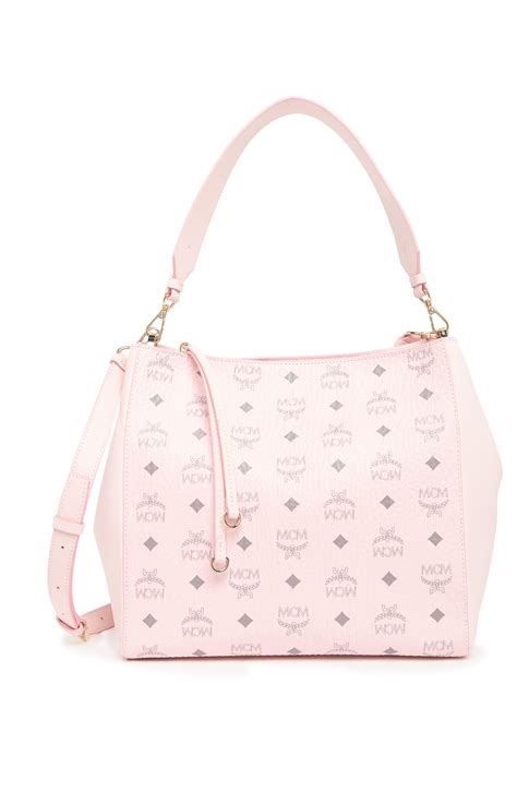 MCM Medium Aren Vi Leather Hobo Bag In Pink Lyst