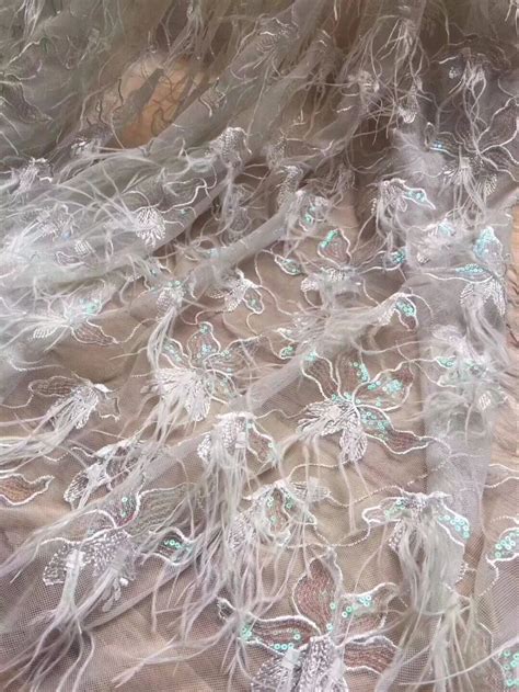 Feather Latest French Nigerian Laces Fabrics High Quality Tulle African