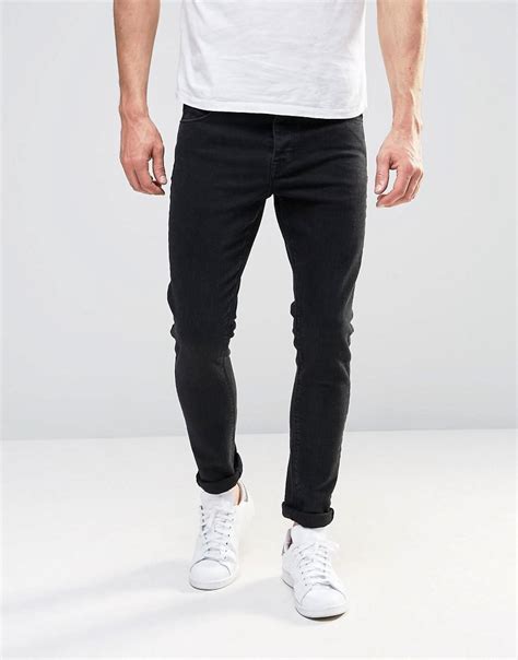 Lyst Asos Super Skinny Jeans In 12 5oz True Black In Black For Men