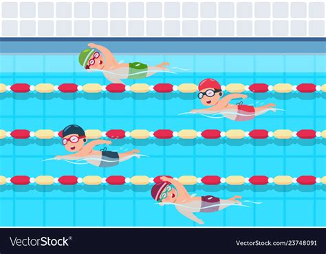 Kids swim children swimming competition in pool Vector Image