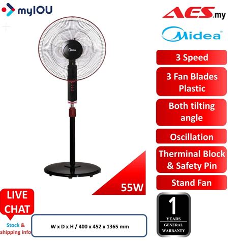 MIDEA MF 16FS10N 16 Stand Fan RAMDOM COLOR Shopee Malaysia