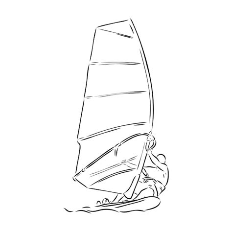 Premium Vector Windsurfing Sketch Vector Illustration Windsurfing Vector