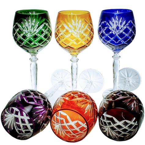 Colored Wine Crystal Handmade Glass RDK/A/MIX 6pc New - Etsy