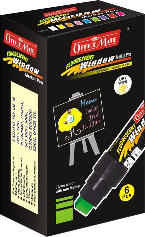 Jumbo Fluorescent Window Marker Pack Of Pcs Soni Office Mate