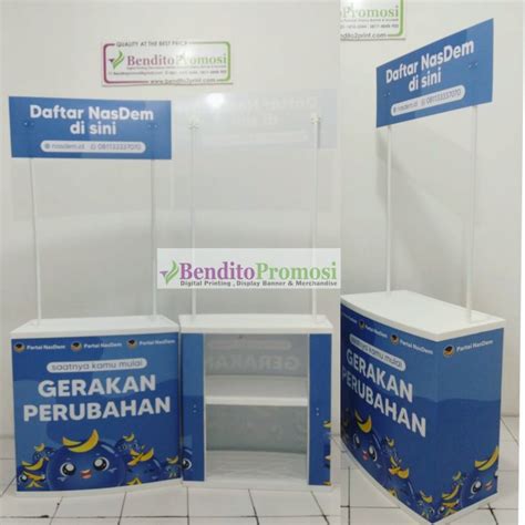 Jual EVENT DESK CETAK STICKER LAMINATING BOOTH PORTABLE MEJA