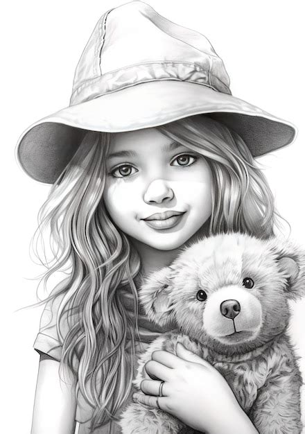 Premium AI Image A Girl With Long Blonde Hair Holds A Teddy Bear