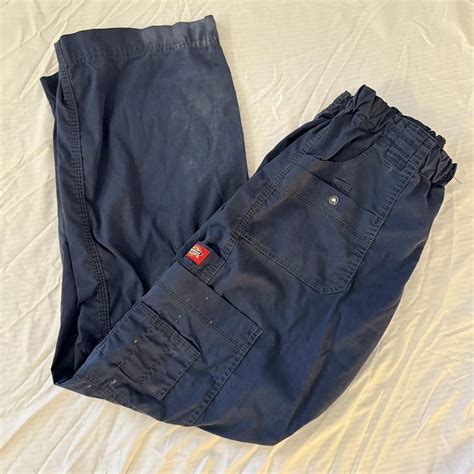 navy dickies cargo pants elastic waistband  depop