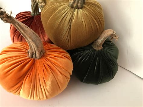 Plush Velvet Pumpkins Velvet Pumpkins Vibrant Orange Etsy