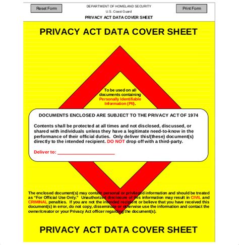 Privacy Act Cover Sheet 10 Free Word Pdf Documents Download