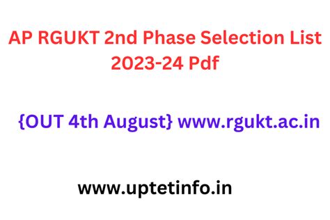 Manabadi Ap Rgukt Nd Phase Selection List Pdf Out Th August