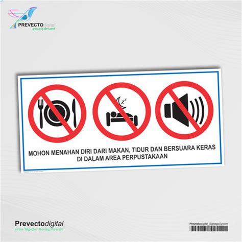 Jual Sticker Safety Sign K3 Rambu Etika Di Area Perpustakaan Sticker 15x7cm Jakarta Barat