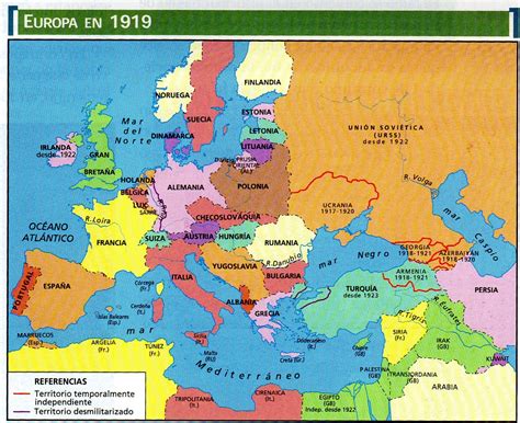 Mapa de Europa antes y después de la I Guerra Mundial