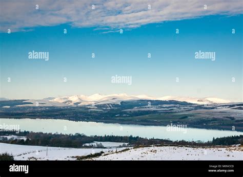 Winter Scene Of Clyde River To Gare Loch From Hill Above Langbank With