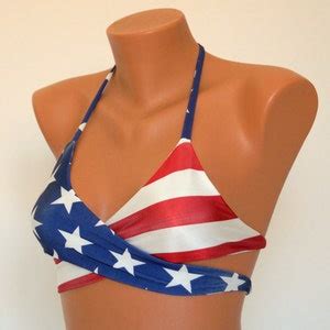 American Flag Wrap Around Triangle Bikini Top Full Coverage Etsy