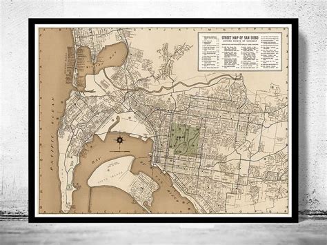 Old Map San Diego California 1935 Vintage Map Wall Map Print Old Map