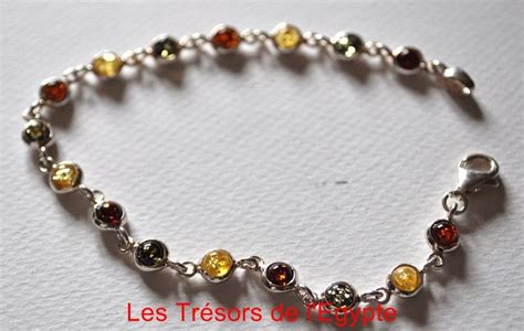 Bracelet Argent Et Ambre Aux Trois Couleurs