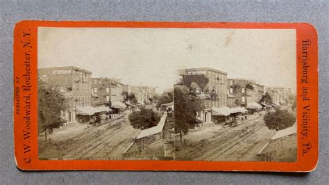 Pennsylvania Stereoview Harrisburg Market Street Looking West 1870s Ebay