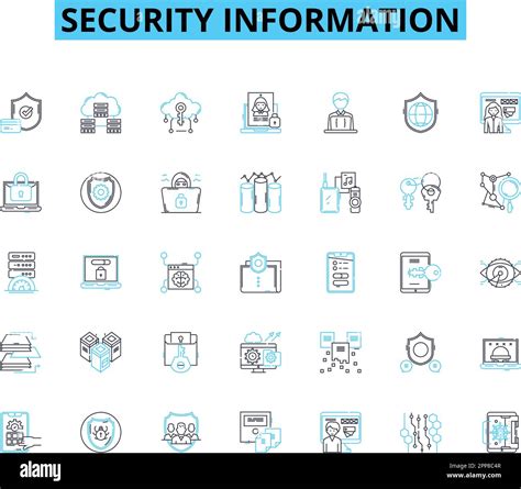 Security Information Linear Icons Set Encryption Authentication