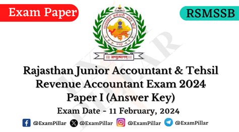 Rsmssb Junior Accountant Tehsil Revenue Accountant Exam Paper I