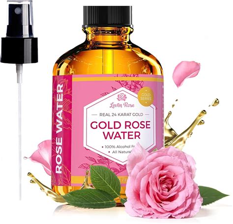 Leven Rose 24 Karat Gold Rose Water Toner By Organic Natural Moroccan