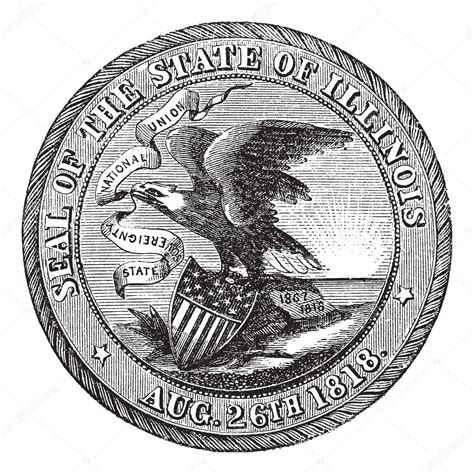 Great Seal of the State of Illinois USA vintage engraving — Stock ...