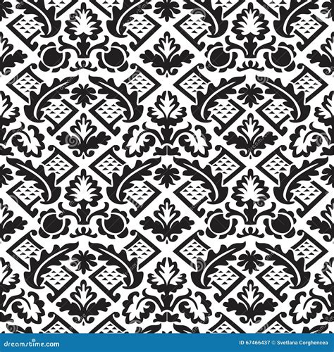 Vector Damask Seamless Floral Pattern Black And White Background Stock