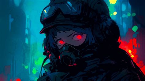 Wallpaper Girl Gas Mask Military Body Armor Anime Hd Picture Image