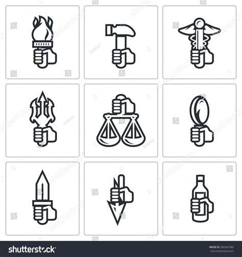 Symbols Gods Greek Mythology Icons Set Stock Vector (Royalty Free ...