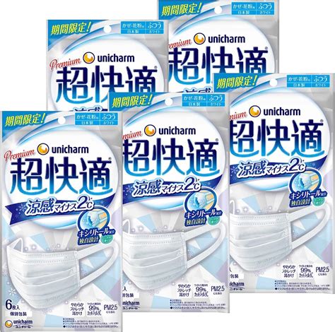 日本製 超快適涼感成人口罩 每包6枚1套5包 日本製口罩 日本高規格口罩 日本三防口罩 健康及營養食用品 口罩、面罩