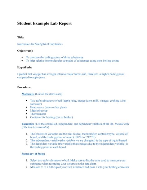 Student Example Lab Report Student Example Lab Report Title