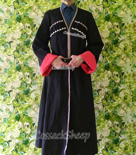 Black Chokha Traditional Coat Man Dress Costume Georgian Etsy