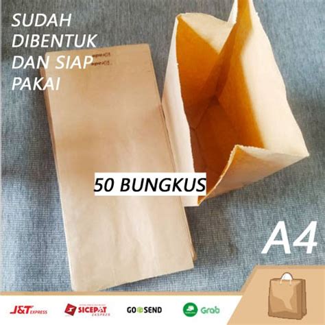 Jual Kantong Kertas Polos Coklat Kertas Bungkus Roti Gorengan Burger