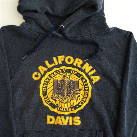 Vintage UC Davis Hoodie Size Medium Real soft navy... - Depop