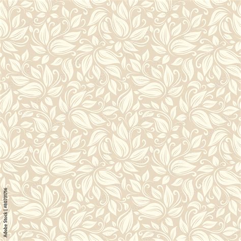 Seamless Beige Floral Pattern Vector Illustration Stock Vector