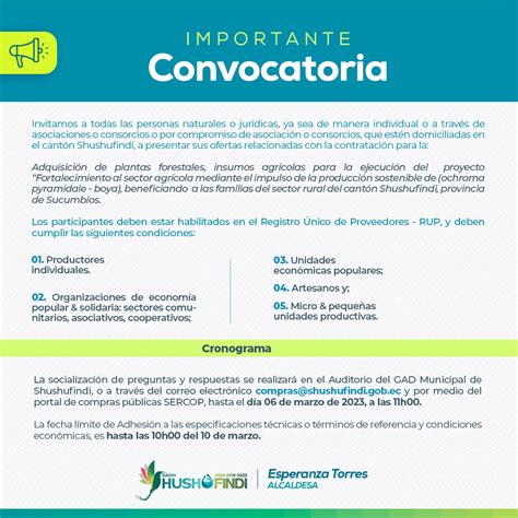 Convocatoria Municipio Del Cantón Shushufindi