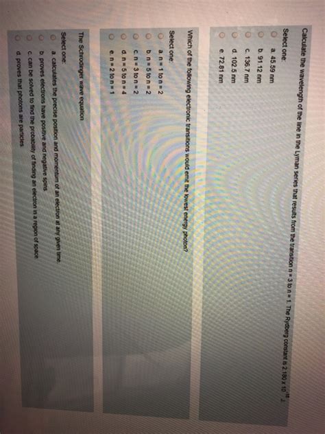 Solved Calculate the wavelength of the line in the Lyman | Chegg.com 