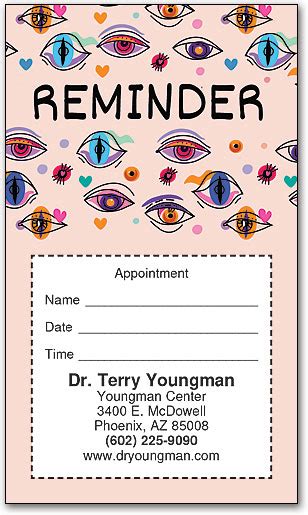 Colorful Eyes Optometry Sticker Appointment Reminder Card