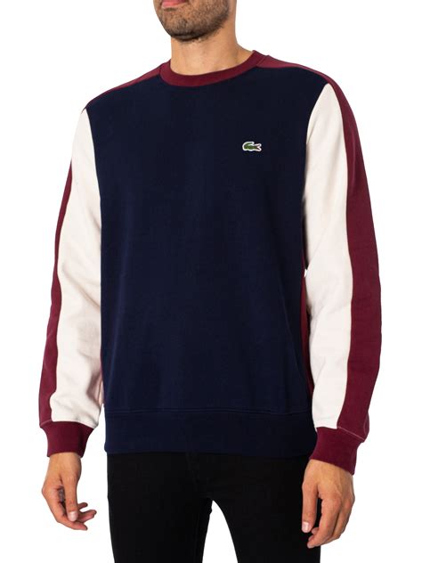 Lacoste Brushed Fleece Colourblock Sweatshirt Navybordeauxwhite