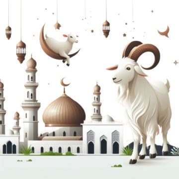 D Vector Libre Cabra Eid Al Adha Con Ala Dha Masjid Blanca Png