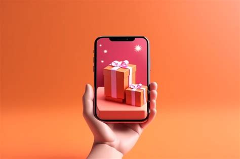 Premium Ai Image Someone Holding A Phone With A Gift Box On It