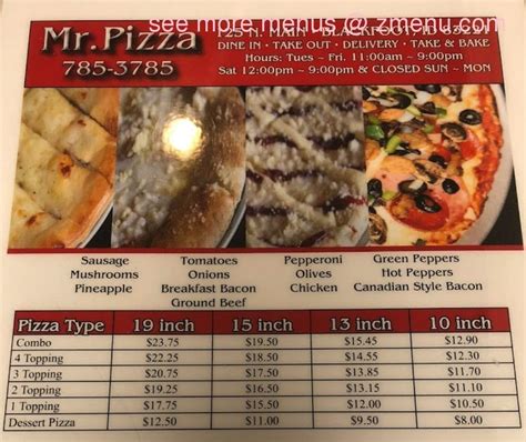 Menu at Mr. Pizza pizzeria, Blackfoot